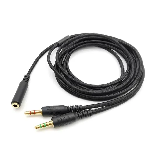 3,5 mm till Razer Kraken V2 med nylonflätning och guldpläterad kontakt - 2m