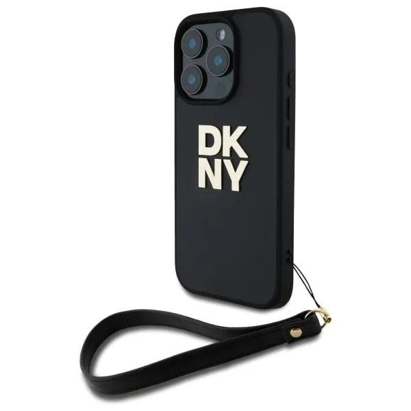 Dkny DKHCP16XPBSWSK iPhone 16 Pro Max 6,9 svart hardcase med handledsrem med logotryck