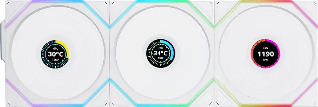 UNI FAN TL 120mm Wireless LCD Reverse Vit 3-pack