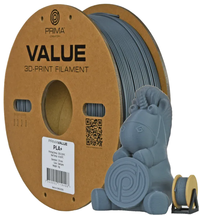 Prima Value PLA+ 1.75mm 1kg - Mörkgrå