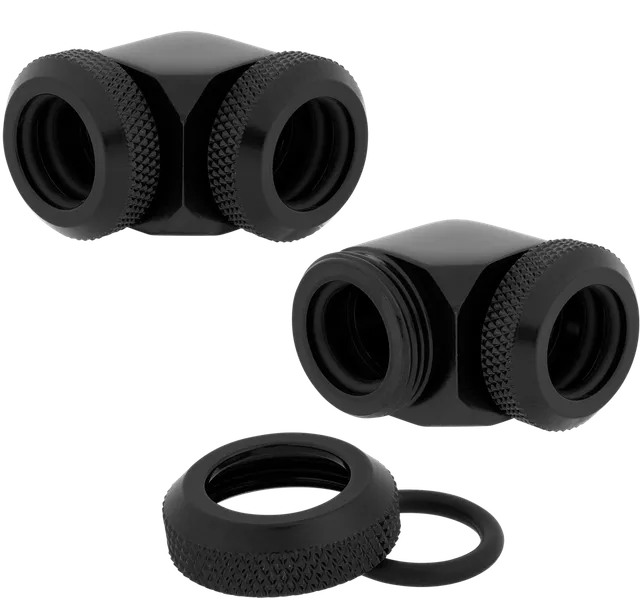 Hydro X Series XF Hardline 90° 12mm 2-pack - Svart