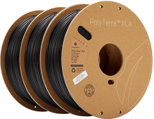 PolyTerra PLA 1.75mm - 3 x 1 kg - Svart