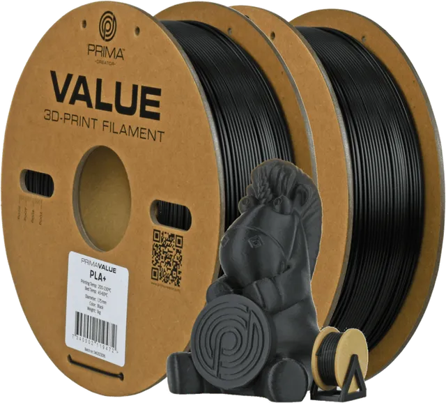 Prima Value PLA+ 1.75mm 2x 1kg - Svart