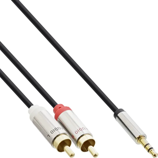 5.0m 3.5mm - 3.5mm, 3.5mm, 3.5mm, Hanstik, 2 x RCA, Hanstik, 5 m, Svart