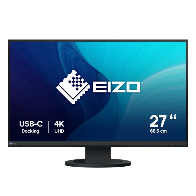 FlexScan EV2740S-BK - Med FlexStand - LED-skärm - 27" - 3840 x 2160 4K - IPS - 350 cd/m² - 1000:1 - 6 ms - HDMI, DisplayPort, USB-C - högtalare -