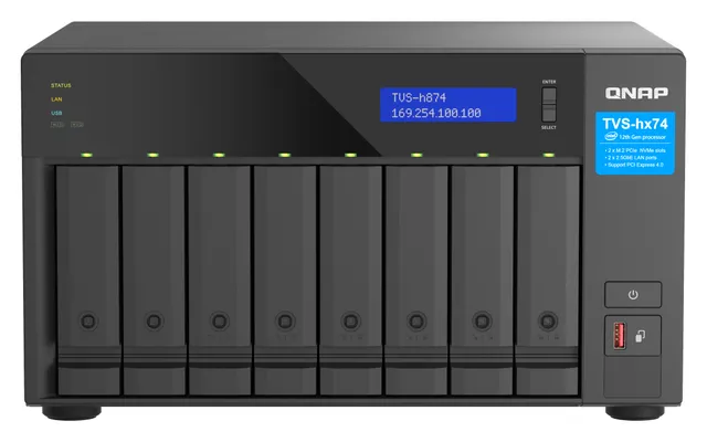 TVS-h874T - NAS-server - 8 fack - SATA 6Gb/s - RAID JBOD, 0, 1, 5, 6, 10, 50, 60 - RAM 64 GB - 2.5 Gigabit Ethernet - iSCSI support