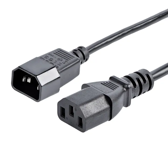 StarTech.com 2 m strömförlängningskabel, C14 till C13, 10 A 125 V, 18AWG, förlängningskabel för datorer, IEC-320-C14 till IEC-320-C13 AC-förlängningsk