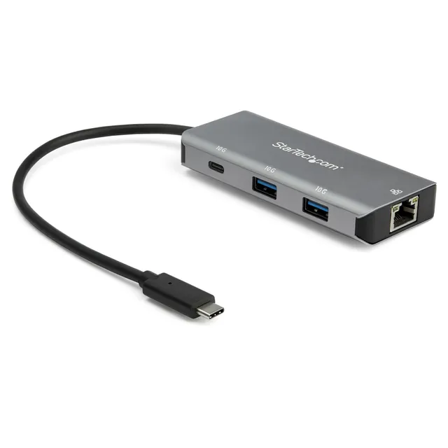 StarTech.com USB C-hubb med 3 portar och Gigabit-Ethernet-RJ45 GbE-port - 2x USB A, 1x USB C - USB 3.1/3.2 gen. 2 Type C-hubbadapter med SuperSpeed 10