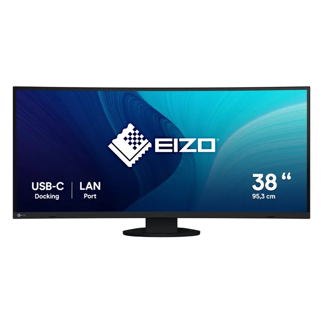 37.5" Eizo FlexScan EV3895-BK, Curved IPS 3840x1600, 5 ms, höjdjusterbar, 2xHDMI/DP/USB-C 85W, LAN, högtalare, USB 3.2-hubb - Svart