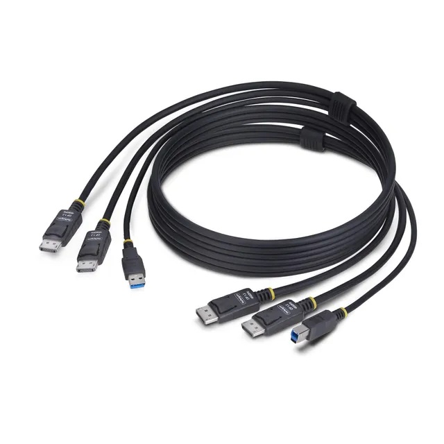 StarTech 6ft (1.8m) Dual-DisplayPort and USB 5Gbps KVM Cable - Tangentbords-/video-/muskabel - USB typ A, DisplayPort (hane) till USB Type B, DisplayPort (hane) - 1.83 m - 4K60Hz stöd, HDR10-stöd - svart