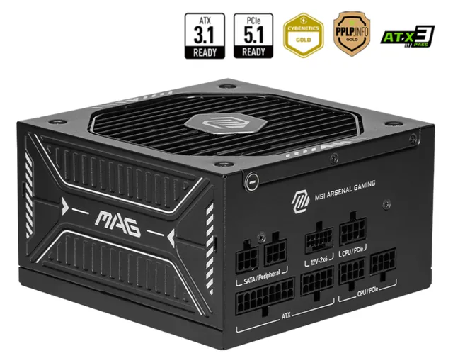 MAG A650GLS PCIE5 Strömförsörjning - 650 Watt - 135 mm - ATX 3.1 - 80 Plus Gold certificate