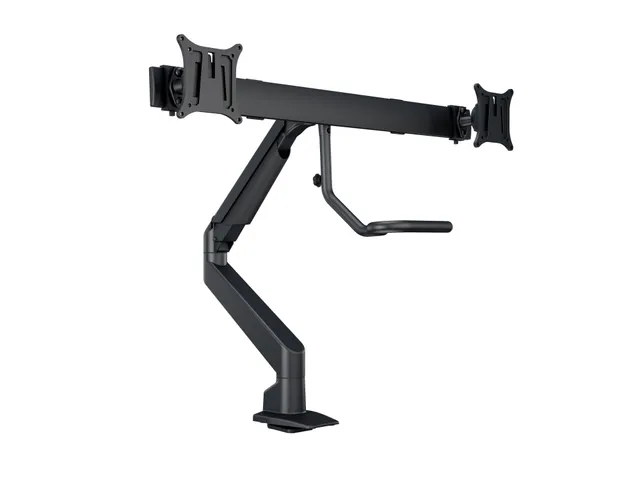 M VESA Gas Lift Arm w. Duo Crossbar 2 - Monteringssats (vridbar arm, bordsfäste, tvärstag) - för 2 LCD-bildskärmar - aluminium - svart -