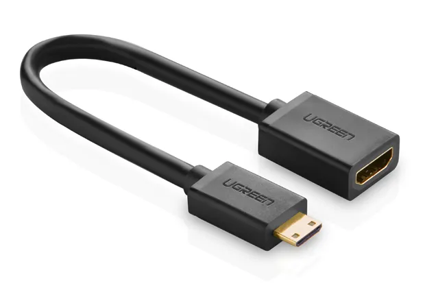 - mini-HDMI-hane 4K 60Hz HEC ARC 22cm svart adapterkabel