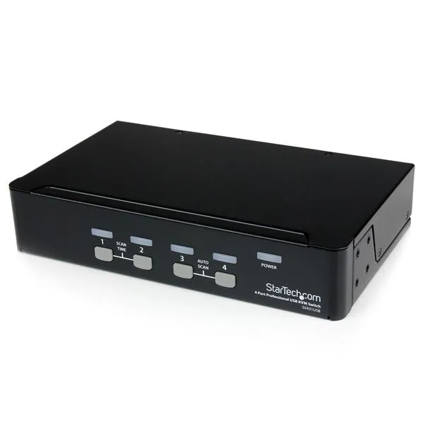 Professionell VGA USB Kvm-switch med 4 portar och hubb