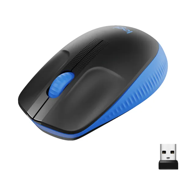 M190 Trådlös Optisk Datormus i Fullstorlek - Blå - Mouse - Optic - 3 knappar - Blå
