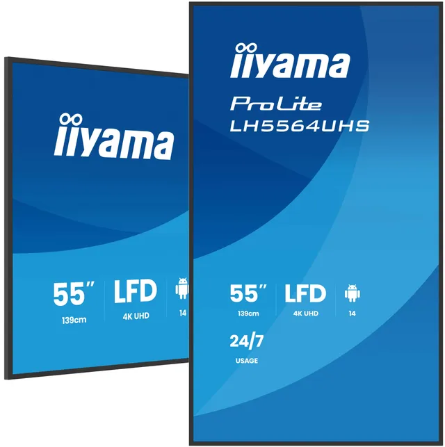 ProLite LH5564UHS-B1AG - 55 Diagonal klass (54.6 visbar) LED-bakgrundsbelyst LCD-skärm - digital skyltning - med inbyggd SoC-mediespelare - 4K UHD (2160p) 3840 x 2160 - svart ram med matta ytor