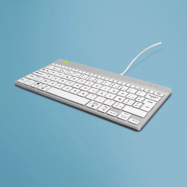 R-Go Compact Break - keyboard - with integrated break indicator - AZERTY - Belgium - white Input Device - Tangentbord - Belgisk - Vit