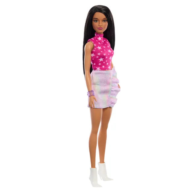 Fashionistas Doll #215 With Black Straight Hair & Iridescent Skirt