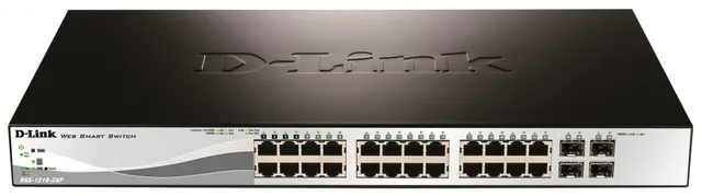 D-Link Web Smart DGS-1210-28P - Switch - Administrerad - 24 x 10/100/1000 (PoE) + 4 x Gigabit SFP - skrivbordsmodell, rackmonterbar - PoE