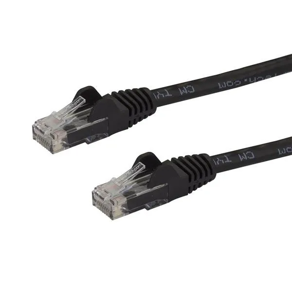 StarTech.com 15m CAT6 Ethernet Cable, 10 Gigabit Snagless RJ45 650MHz 100W PoE Patch Cord, CAT 6 10GbE UTP Network Cable w/Strain Relief, Black, Wirin