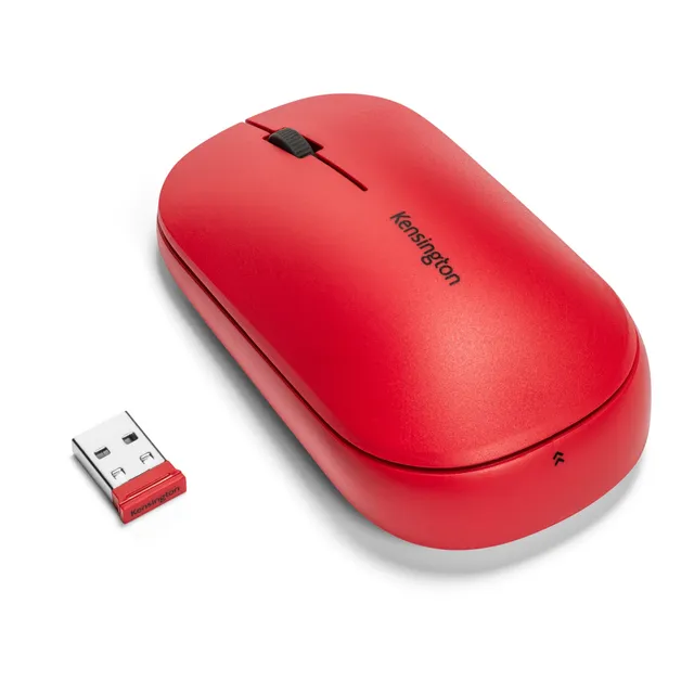 SureTrack - Mus - optisk - 4 knappar - trådlös - 2.4 GHz, Bluetooth 5.0 LE, Bluetooth 3.0 - trådlös USB-mottagare - röd