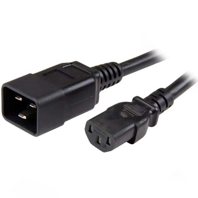 StarTech.com 1 m kraftig förlängningssladd, IEC 320 C13 till IEC 320 C20 svart förlängningssladd, 15 A 125 V, 14AWG, kraftig förlängare för strömkabel