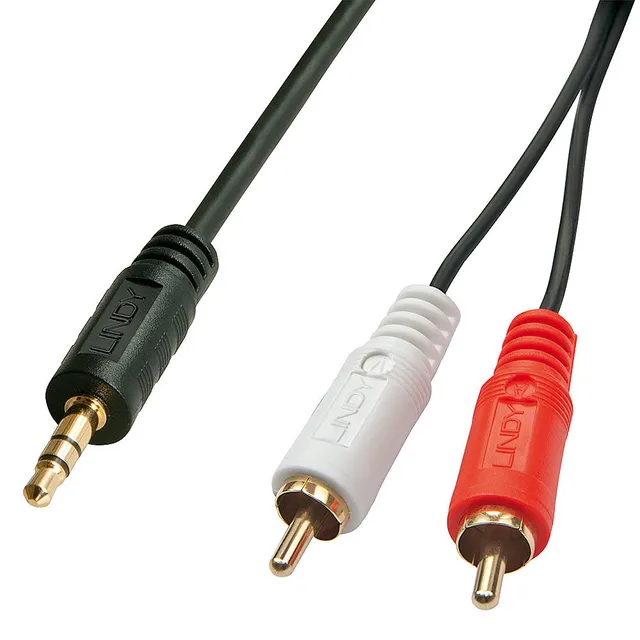 35680, 3,5mm, Hanstik, 2 x RCA, Hanstik, 1 m, Sort