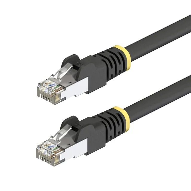 - Patch-kabel - RJ-45 (hane) till RJ-45 (hane) - 3 m - 7.2 mm - S/FTP - CAT 5/5e/6/6a - IEEE 802.3bt - utomhus, hakfri, UV-skydd - svart