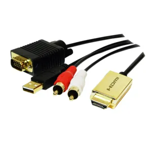 HDMI TIL VGA MED AUDIO KABEL 2M SORT