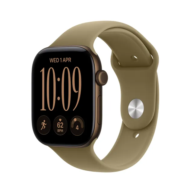 Watch Series 12 GPS + Cellular 42 mm mörk brons aluminium, oliv Sportband - S/M