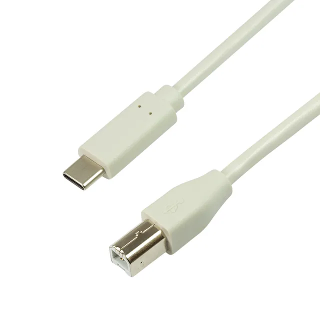 USB-C till USB-B 2.0 Kabel 2m Vit