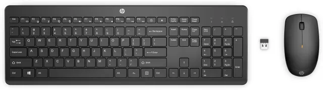 HP 235 - Sats med tangentbord och mus - 3-zons layout, låg profil på tangenterna - full size - trådlös - 2.4 GHz - hela norden - svart - Smart Buy