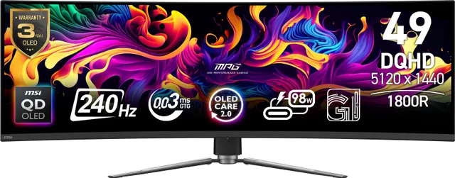 49" MPG 491CQPX OLED DQHD (1800R) 240 Hz USB-C