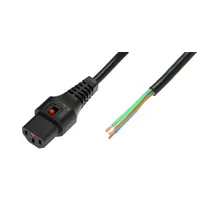 Nätkabel OPEN/IEC C13 rak hona 1 m svart med IEC LOCK