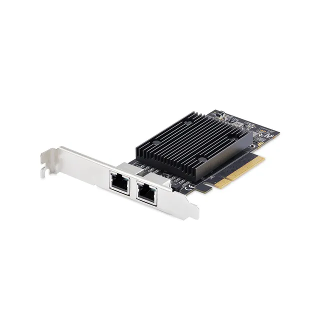 StarTech.com - Nätverksadapter - PCIe 3.0 x8 låg profil - Gigabit Ethernet/10 Gb Ethernet x 2 - svart - TAA-kompatibel
