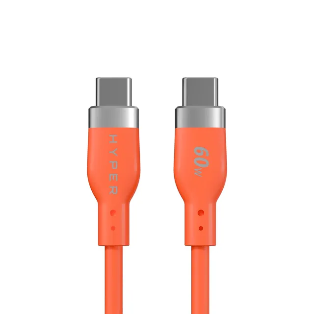 HyperJuice 60W Silicone USB-C to USB-C 1.5m Orange
