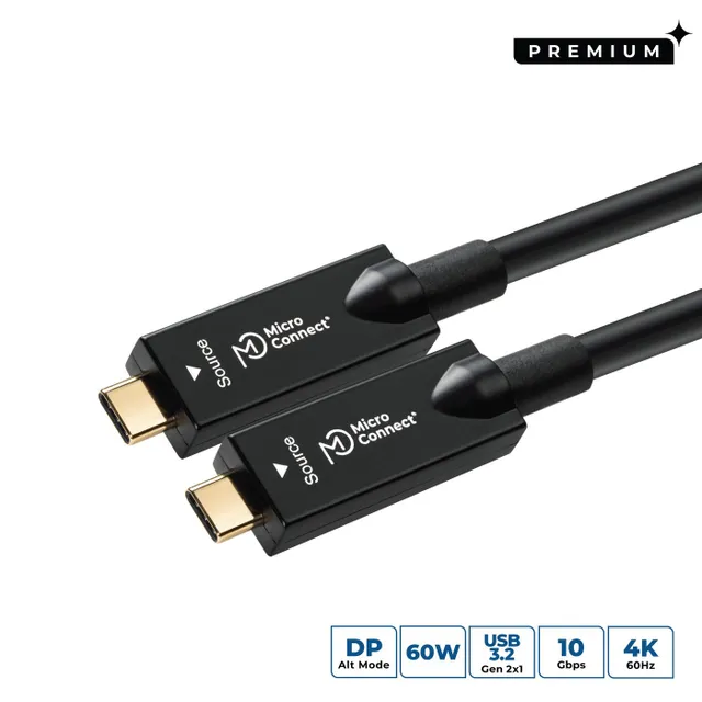 USB-C -kaapeli, 60 W, 15 m, musta