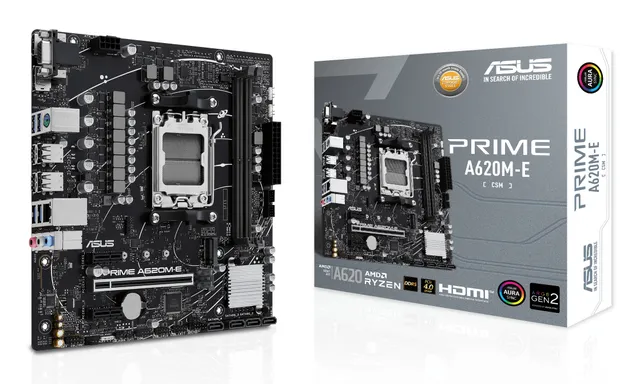 Prime A620M-E-CSM - Moderkort - micro ATX - Socket AM5 - AMD A620 Chipuppsättning - Gigabit LAN - inbyggda grafiken (CPU krävs) - HD-ljud (8 kanaler)