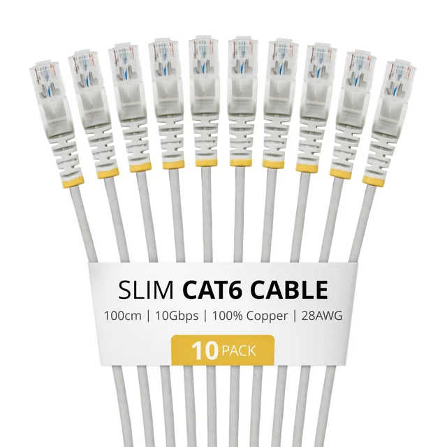 SLIM CAT6 CABLE 10 PACK GRAY SLIM SNAGLESS RJ45 UTP PATCH CAB