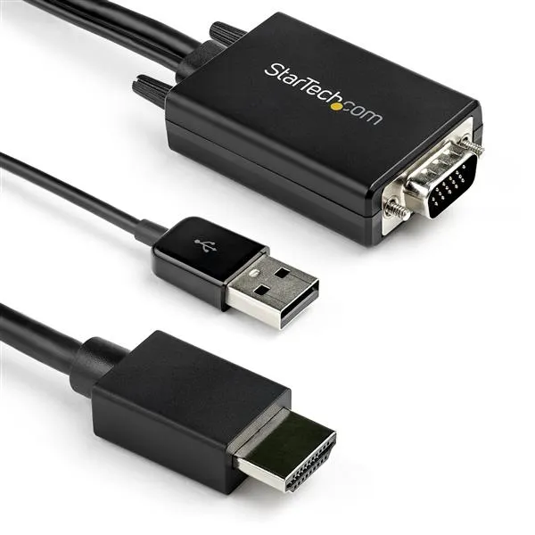 2 m VGA till HDMI-kabeladapter - USB-driven - 1080p - Adapterkabel - USB, HD-15 (VGA) hane till HDMI hane - 2 m - svart - aktiv, stöd för 108