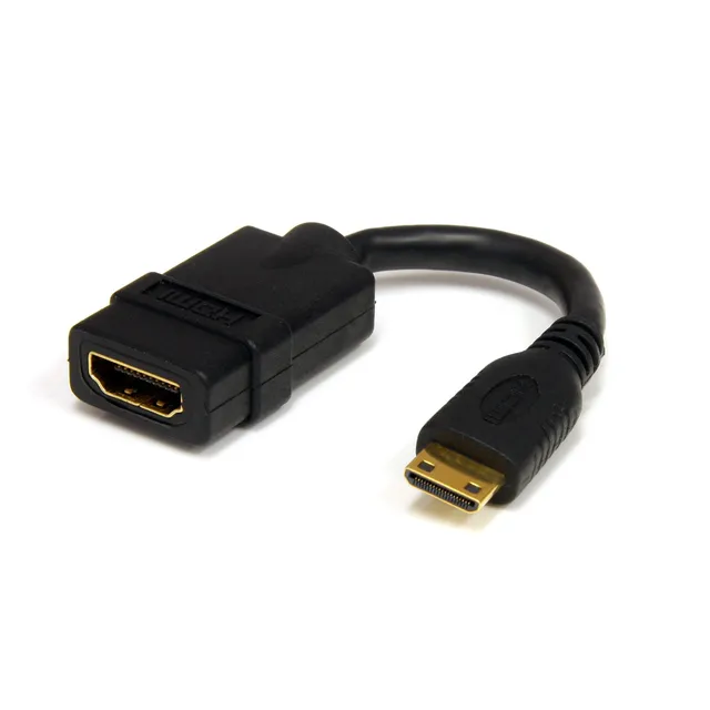 StarTech.com 5in Mini HDMI to HDMI Adapter, 4K High Speed HDMI Adapter, 4K 30Hz Ultra HD High Speed HDMI Adapter, HDMI 1.4, Gold Plated Connectors, UH