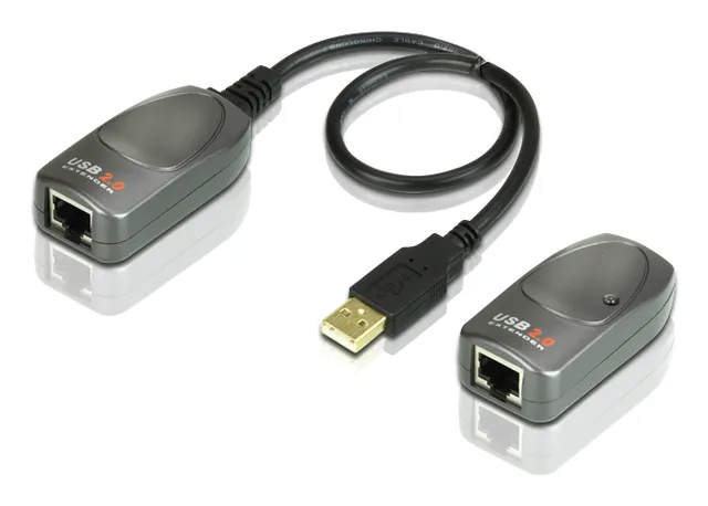 UCE260, USB 2.0 förlängning via Ethernet, 60m, 480Mb/s, sv/grå