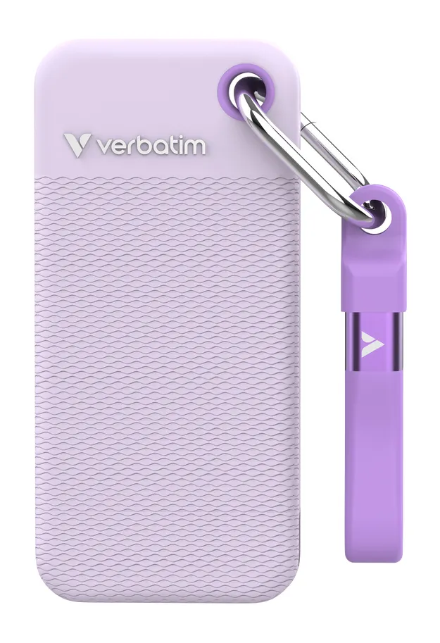 1 TB Verbatim Pocket SSD, USB 3.2 Gen2, med 2 st gummiskal - Lila