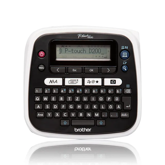 P-Touch PT-D200BWVP - Etikettskrivare - svartvit - termisk överföring - Rulle (1,2 cm) - 180 dpi - upp till 20 mm/sek - tvåradig utskrift
