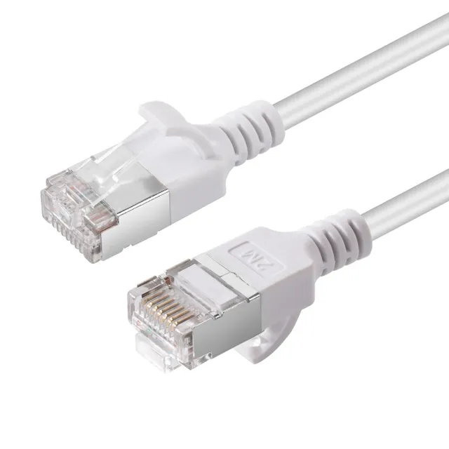 Nätverkskabel skärmad Cat6a U-FTP, slim, LSZH, MicroConnect, 3 meter - Vit