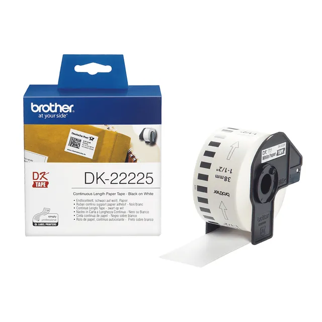 Tape DK22225 38mm Svart på Vit