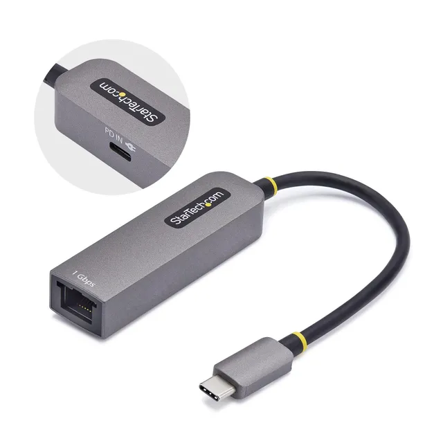 USB-C to Ethernet Adapter, NIC, 1Gbps - Nätverksadapter - USB-C 3.2 Gen 1 - Gigabit Ethernet + USB-C 3.2 Gen 1 - rymdgrå