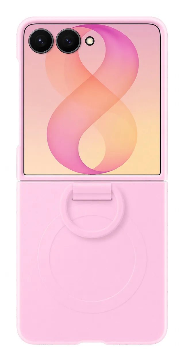 Galaxy Z Flip8 silikonfodral med ring, rosa
