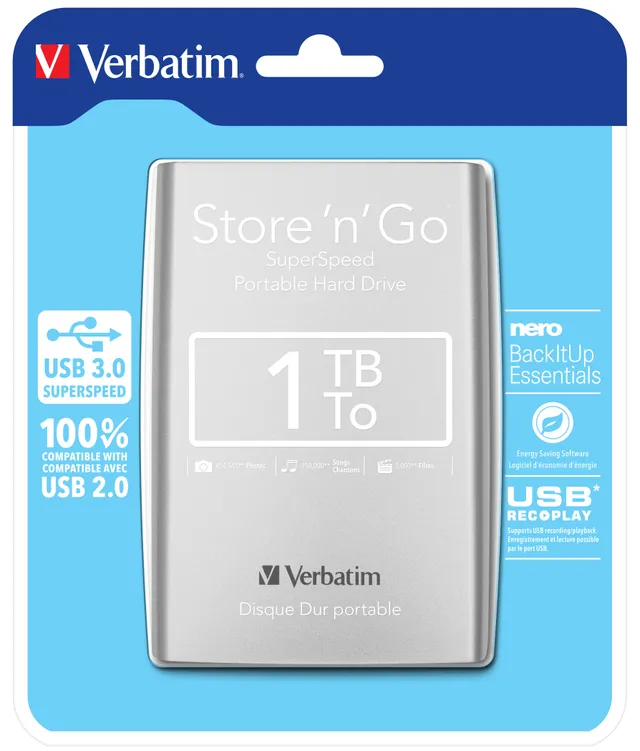 Store 'n' Go - hårddisk - 1TB extern (bärbar) - USB 3.0 - 5200 rpm - silver