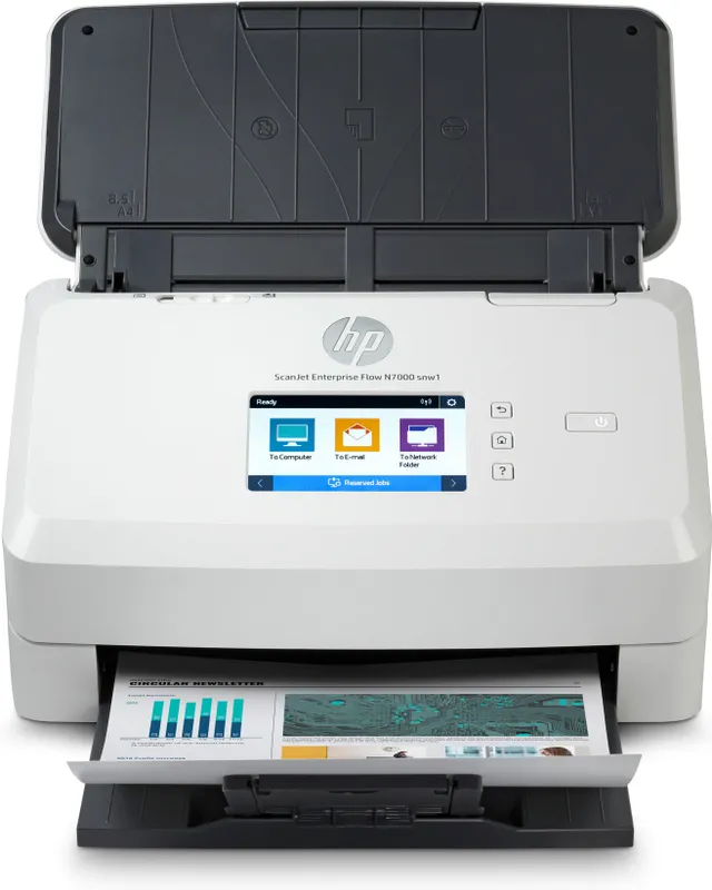 ScanJet Enterprise Flow N7000 snw1 - Dokumentskanner - CMOS/CIS - Duplex - 216 x 3100 mm - 600 dpi x 600 dpi - upp till 75 sidor/minut (mono) / upp till 75 sidor/minut (färg) - ADM (80 ark) - upp till 7500 scanningar per dag - USB 3.0, LAN, Wi-Fi(n)